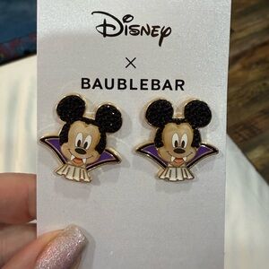 BaubleBar Disney Halloween Mickey Mouse Earrings - Black and Gold